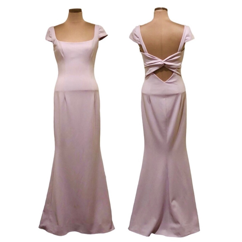 Katie May Georgia Maxi Dress Size Large Pastel Blush Pink Cutout Back Gown